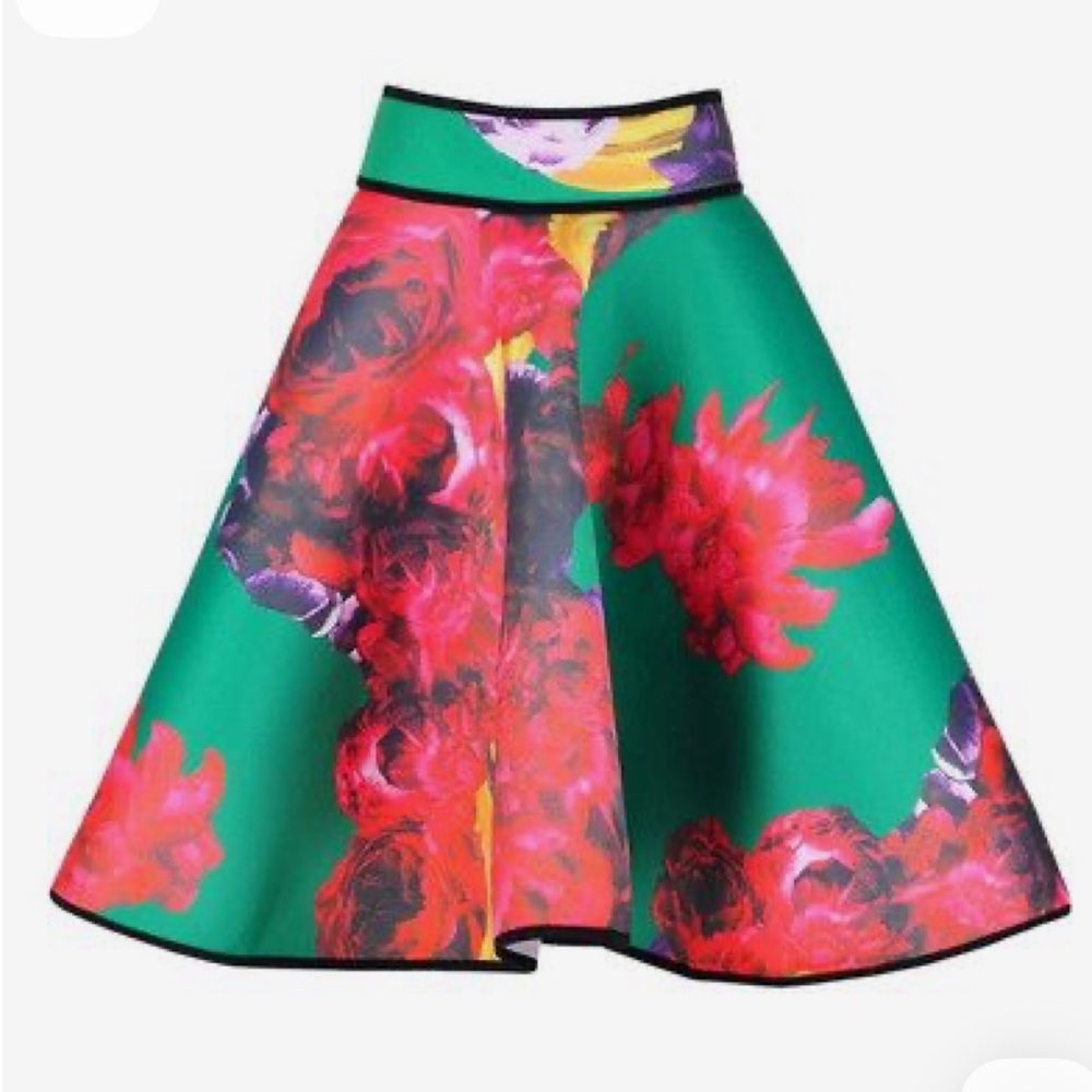 Moon scuba floral print tea length skirt